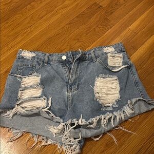 Distressed Denim Shorts